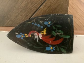 Bird And Floral Painted Cast Iron Vintage Iron