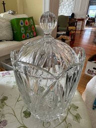 Vintage BLOCK Crystal Tulip Shape Cookie Jar Biscuit Barrel With Lid