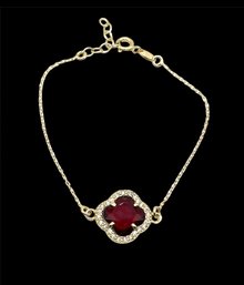 Vintage Designer Dyadema Italian Sterling Silver Vermeil Ruby Red Bracelet