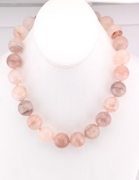 Large Beaded Pinkish Quartz Necklace