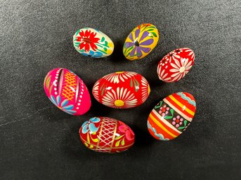 A Beautiful Collection Of Painted Wooden Eggs