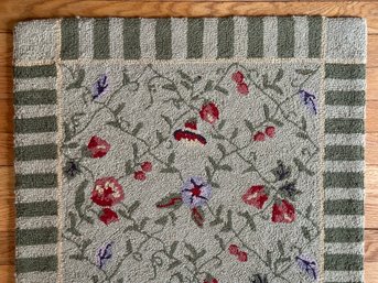 A Very Pretty Hooked Floor Mat In Wool