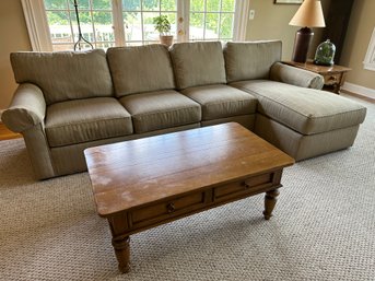 Ethan Allen Cushioned Sofa With Lounge With Extra Sections (see Photos)