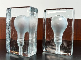 Pair Of Vintage Glass Lightbulb Bookends