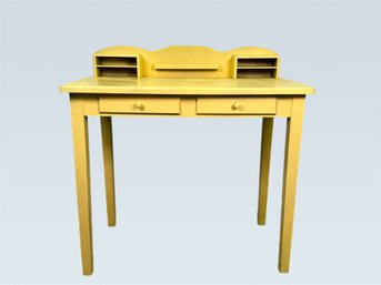 Vintage Painted Yellow Two Drawer Desk