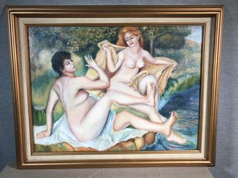 Interesting Oil On Canvas - Two Nudes - Signed Myrna 87 - Appears To Be In Original Frame - Nice Painting