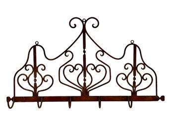 Vintage Cast Iron Wall Mounted Pot Rack