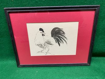 Vintage Original Framed Rooster Artwork. Signed G. Campbell.
