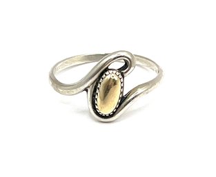 Vintage WM Sterling Silver Copper Color Oval Ring, Size 7.8