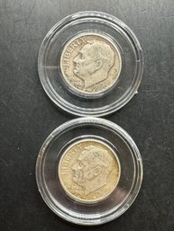 2 Roosevelt Silver Dimes 1951-D, 1951-S