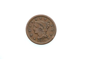 1851 Large Cent Penny Coin