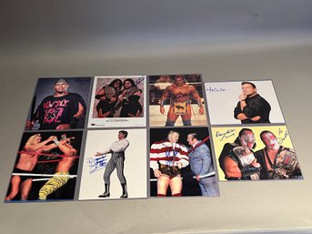 Lot Of 8 Autographed Wrestling 8x10 Photos, Leaf Trading Cards 2015