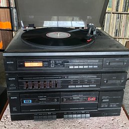 Sanyo GXT848U Stereo System Tested Working Record Player Dual Cassette AM FM With Speakers