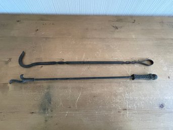 Lot Of 2 Fireplace Pokes Tools Irons