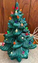 Vtg 12' Ceramic Christmas Tree - Some Lights Missing- Base Lamp Tested And Working