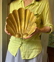 Large Brass Footed Shell Bowl