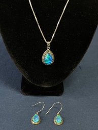 Sterling Silver Necklace And Earring Set