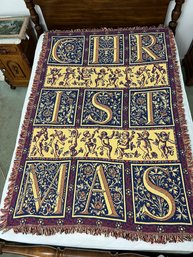 Beautiful Christmas Woven Cotton Throw Blanket, 52' X 72'