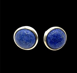 Vintage Sterling Silver Lapis Stud Earrings