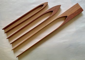 Danish Modern Wooden Tongs In Three Sizes - 15', 12' & 10'