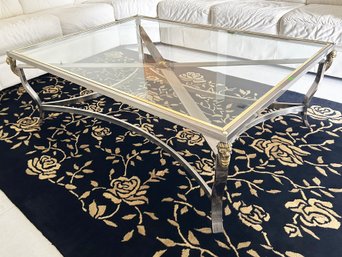 An Elegant Brass And Chrome Glass Top Coffee Table