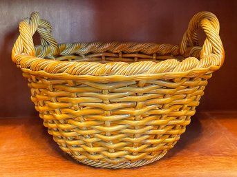 A Glazed Ceramic Fruit Basket By Jay WIllard