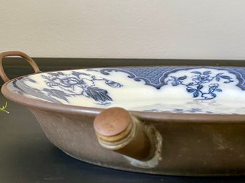 Antique Blue Flow Porcelain Hot Water Warming Plate