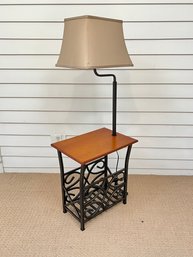 Metal And Wood Lamp Table