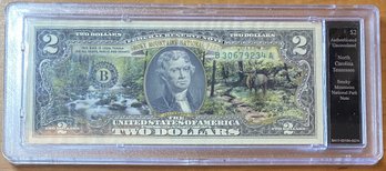 Smokey Mountains National Park Two Dollar Bill Incased