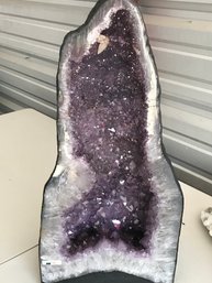 Beautiful Amethyst Geode, 74.3 LB,  24 1/2 Inch Tall,11 1/2 Inch Wide, 11 Inch Deep