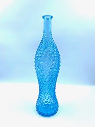 Tall Aqua Blue Diamond Point Bottle Form Vase