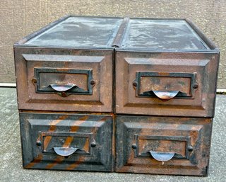 Old Two Drawer Card Metal Files