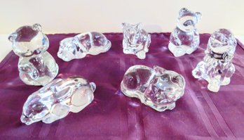 7 Glass Animal Figures With Dog