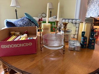 Large Candle And Candle Holder Lot