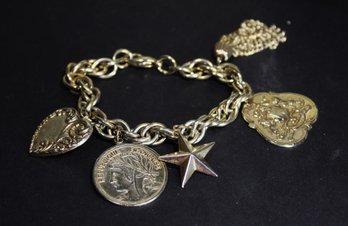 Gold Tone Vintage Charm Bracelet 8' Long