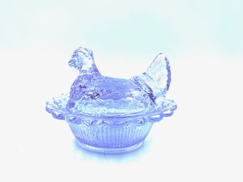 Diminutive Lilac Hen On A Nest 2 Piece Trinket Dish