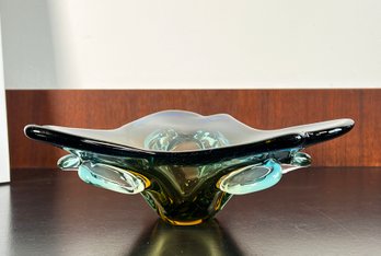 Mid Century Modern Murano Art Glass Sommerso Bowl / Catchall