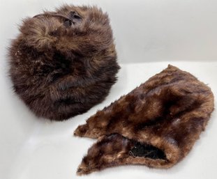 Vintage Mink Fur Muff & Hood