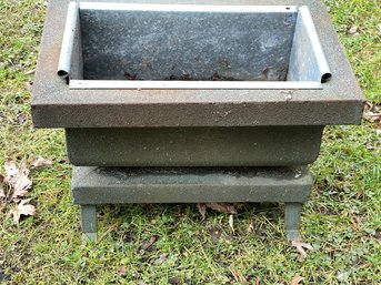 Vintage Metal Rectangular Planting Pot With Removable Insert