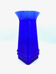Imperial Blue Art Deco Cased Glass Vase