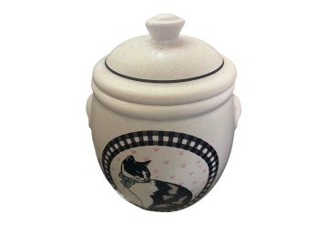 Retro Cat Theme Ceramic Cookie Jar