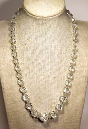 Fine Antique Cut Crystal Graduated Beaded Necklace Sterling Silver Chain And Clasp