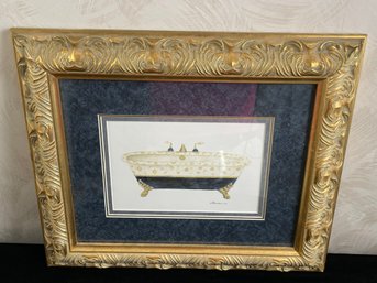 Framed Vintage Printed Victorian Bathtub Piece