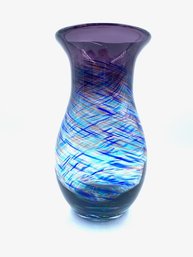 Intriguing Purple & Blue Chaotic End Of Days Patterned Vase