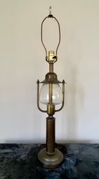 Vintage Brass & Glass Ship Style Table Lamp