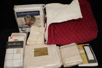 New Old Stock Sheet, Pillow, & Blanket Lot, Including Ralph Lauren