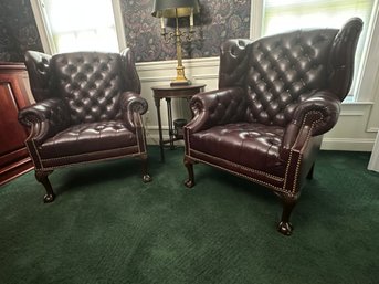 Pair Of Wingback Traditional Guest Chair In Burgundy