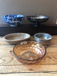 6 Misc. Bowls Including Carnival Glassware