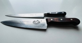 Lot Of Two 8' Knives-R.H. Forschner Co. Switzerland Victorinox, Sabatier France Hoffritz, NY -need Sharpening