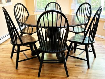 A Painted Wood Dining Table And Set Of 6 Chairs Possibly Pottery Barn